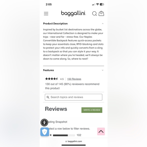 Baggallini Naples convertible backpack - Picture 6 of 8